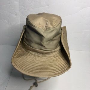 J hats Safari Hat Sun Tan Chin Strap Beige Outback 100 Percent Cotton